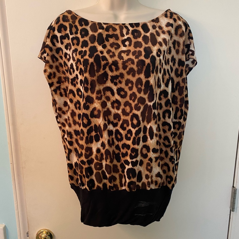 Express cheetah chiffon dolman blouse small